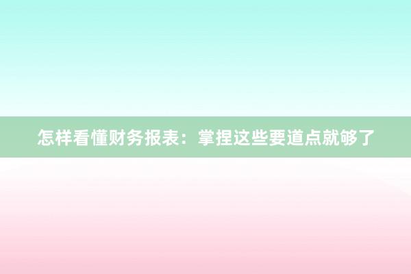 怎样看懂财务报表：掌捏这些要道点就够了